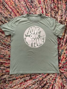 Old Navy Sage Green "Love Our Planet" Graphic Tee